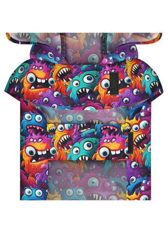 Дощовик-накидка з капюшоном для собак Clothes, малюнок "Зубасті монстри",, А 48-52 см, B 60-70 см, С 42-52 см WAUDOG (322001712)