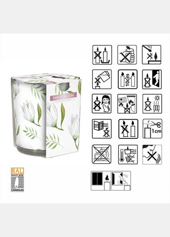 Ароматична свічка в скляному стакані Біла квітка (SN 72s-42) Bispol (315348687)