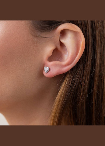 Сережки - пусети Сердечки з фіанітами (біле золото) с08111 Oniks (264644520)