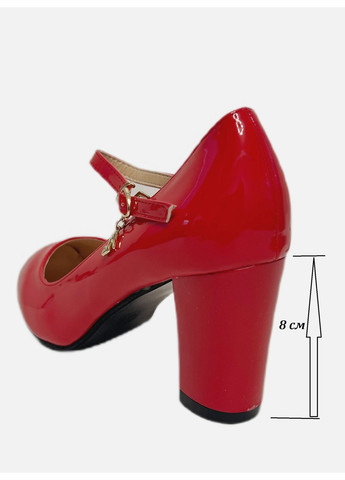 Seven Туфлі жіночі лаковані з ремінцем червоні мері джейн червоний з штучна шкіра, — всесезон (372645939)