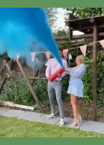 Баллон для Гендер Пати 1 кг с Голубой Краской Холли, Gender Party BOY OR GIRL, красный с наклейкой DobraMAMA (329194595)