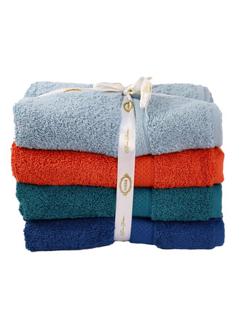 Набор полотенец COLORFUL_7(A.Gri/Kiremit/K.Yesil/Lacivert) 70*140 св.сер/помар/смар/т.сын 500 г/м 4шт Hobby синий