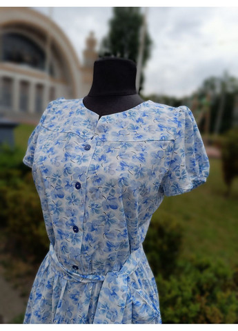 Голубое вечернее максиплатье из голубого софта 2 Льва