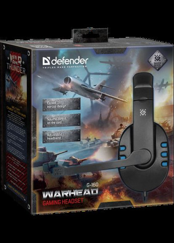 Гарнітура Warhead G160 Black+Blue (64118) Defender (278366556)