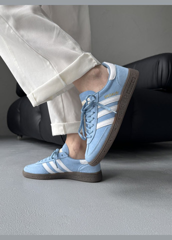 Блакитні Осінні кросівки чоловічі і жіночі adidas spezial handball blue white | адідас спеціал блакитні No Brand