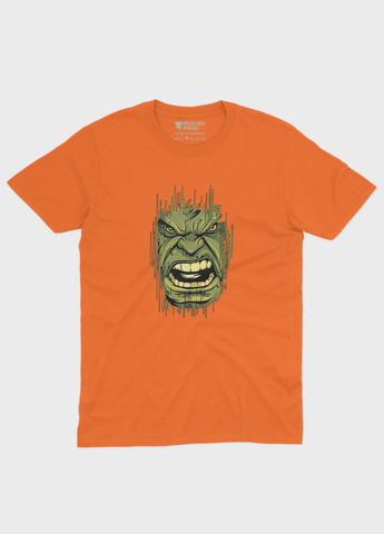 Помаранчева демісезонна футболка для хлопчика з принтом супергероя - халк (ts001-1-ora-006-018-001-b) Modno