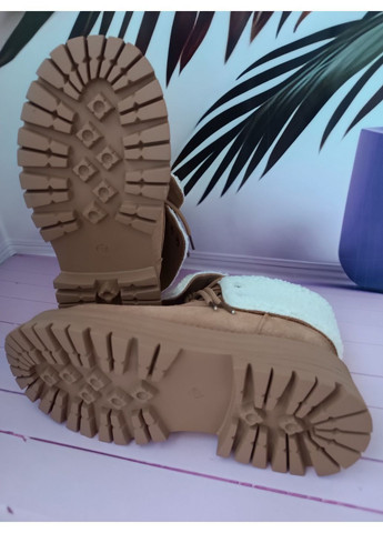 Зимние ботинки женские замшевые на меху берцы No Brand без декора из натуральной замши