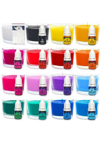 Набір рідких воскових барвників для виготовлення свічок SB-003, 16 кольорів по 5 грам Alexes (369787439)