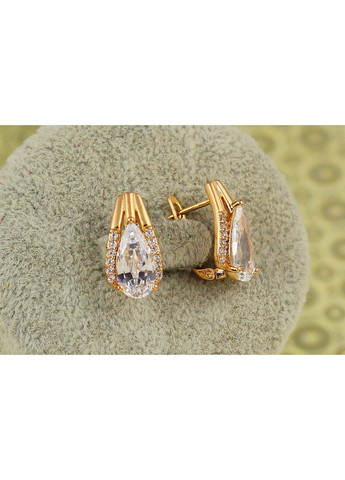 Серьги Сонет с белым камнем 1,7 см золотистые love-shopping Xuping Jewelry (355800893)
