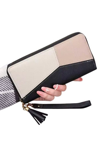 Женский стильный кошелек бежево - черный No Brand (325685941)