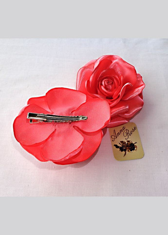 Заколка-уточка з квіткою з тканини ручної роботи "Золотиста атласна троянда" No Brand (349842642)