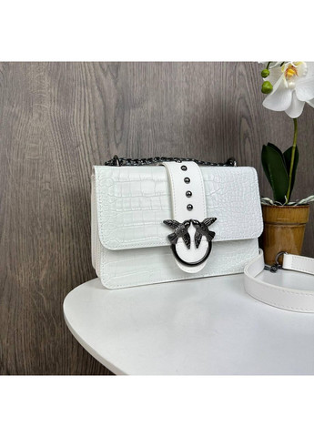 Жіноча сумочка клатч рептилія лакова біла на ланцюжку ProDobro (363221135)