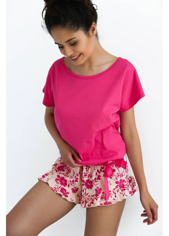 Розовая всесезон пижама из хлопка (футболка + шорты) розовая madalena s2020216 Sensis