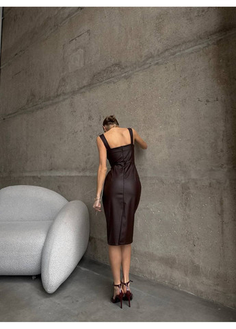 Коричнева повсякденний сукня жіноча Гермес однотонна