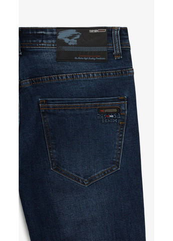 Комбинированные демисезонные джинсы однотонные мужские rb0082dt темно-синий shop (2000999259159) Slim Fit No Brand