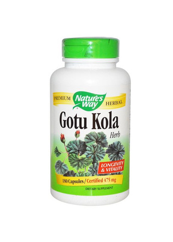 Готу кола Gotu Kola, 475 мг, 180 капсул Nature's Way (364312726)