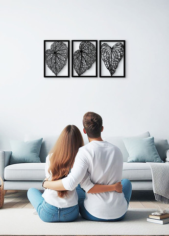 Модульная картина на стену из дерева, декоративное панно из дерева "Листочки модульные", стиль лофт 35х80 см Woodyard (292113752)