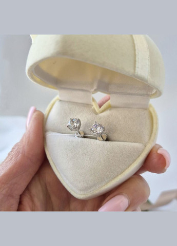 Срібні сережки гвоздики на закрутках Білий Камінь 6 мм срібло 925 проби Родоване вс002р 2.31г No Brand (337525538)