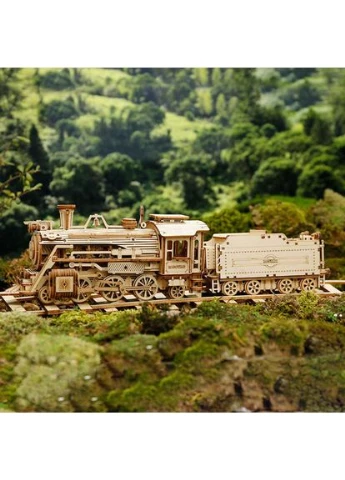 Дерев'яний 3D-пазл конструктор Паровоз ROKR Steam Express MC501 (308 деталей) VGR (358936393)