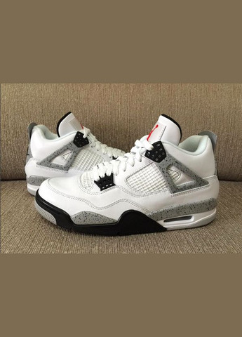 Белые кроссовки air jordan 4 retro white cement - 840606-192 Nike
