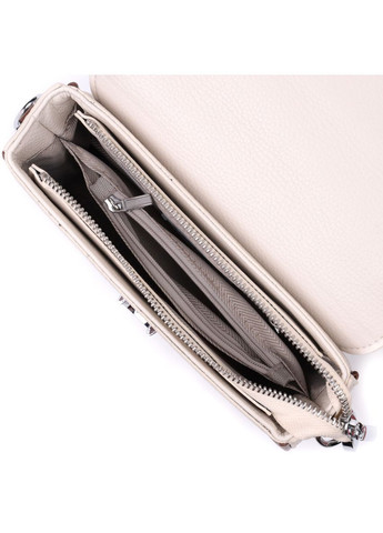 Напівкругла сумка для жінок з цікавим магнітом-засувкою з натуральної шкіри біла 22439 Vintage (329197641)