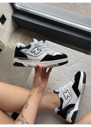 Черно-белые всесезонные кроссовки new balance No Brand 550 White Grey
