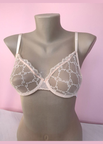 Рожевий бралетт бюстгальтер жіночий мереживний з напівпрозорими чашками silent assembly lingerie No Brand з кісточками поліамід