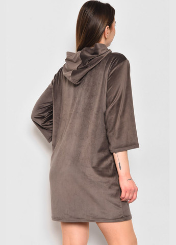 Халат жіночий напівбатальний велюровий коричневого кольору Let's Shop (280938029)