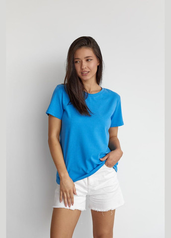 Голубая женская базовая футболка цвет голубой р.2xl 449911 New Trend