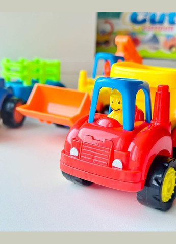 Набір інерційних машинок спецтехніка 345-6A 4 машинки + причіп з рухомими елементами Fun Game (327216796)