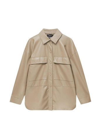 Куртка-рубашка,серо-бежевый, Pull & Bear (291162921)