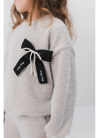 Бежевий демісезонний костюм для дівчинки «міра» (світшот та штани) з ангори denchik (dn-8571) Деньчик