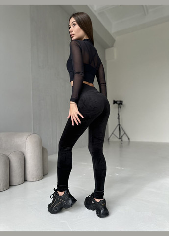 Черные демисезонные лосины велюр Soda