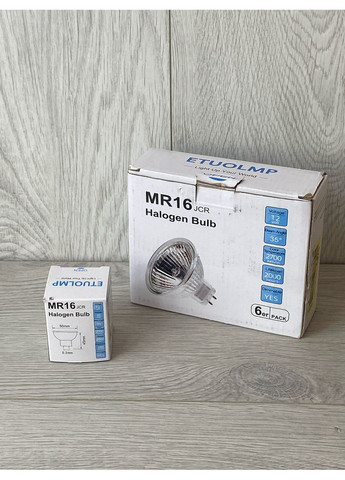 Галогенні лампи MR16 GU5.3 20W 12V 2700K тепле світло димовані, 6 шт No Brand (388222750)