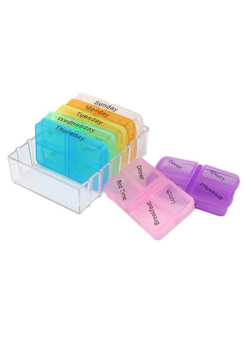 Таблетница органайзер для таблеток FY-8816 на 28 отделений Разноцветная Lesko (362456165)