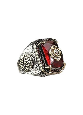 Каблучка чоловіча східна печатка чоловіча влади з червоним великим каменем розмір 21 Fashion Jewelry (290114041)
