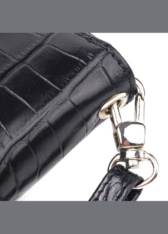 Женский кошелек из натуральной фактурной кожи под крокодила 21623 Черный Canpellini (306881386)