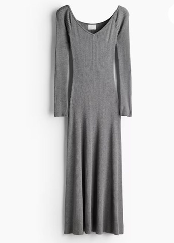 Серое повседневный платье H&M однотонное