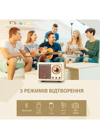 Портативна колонка Bluetooth водонепроникна в стилі ретро White Digital (364203985)