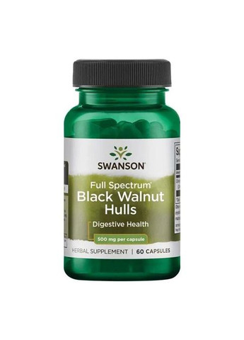 Скорлупа черного ореха Black Walnut Hulls Full Spectrum 500 mg 60 caps Swanson (292632729)