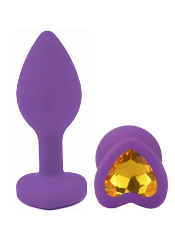 Силіконова анальна пробка Silicone Violet Heart Plug Yellow, size S Egzo (383074960)