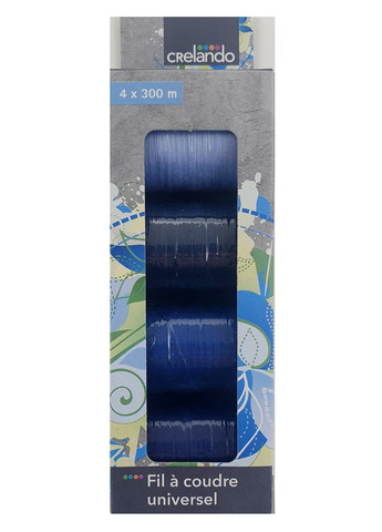 Набір ниток для шиття 4 шт. х 300 м нитки сині, набір для шиття Crelando (299485010)