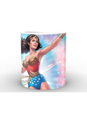 Чашка з принтом біла Чудо-Жінка Wonder Woman на кольоровому фоні WW.02.019 Кружка керамічна 0,33 GeekLand (378961441)
