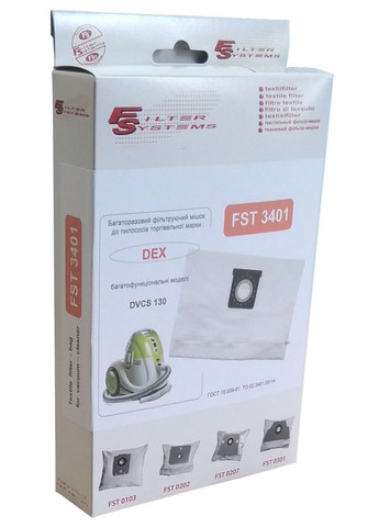 Многоразовый мешок FST 3401 для пылесоса DEX DVCS-130. Filter Systems FST3401 (335073204)