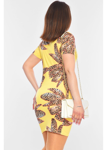 Желтое джинсовое платье женское желтого цвета с принтом силуэтная Let's Shop однотонное