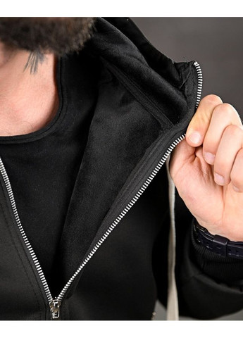 Мужской зимний спортивный костюм на флисе черный No Brand (361444807)