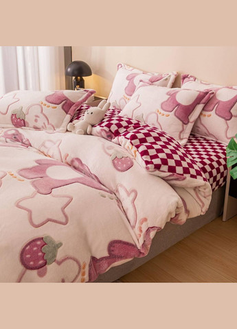 Постільна білизна плюшева тепла Полуторний Білий (П4К-mur-kid-plush-007) No Brand (308755013)