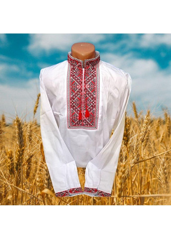 Белая вышиванка для мальчиков узор орнамент (373313391)