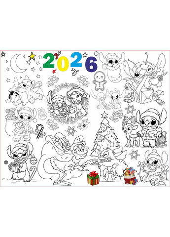 Большая раскраска "Новогодняя" с фломастерами 100х120 см No Brand (369669496)
