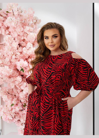 Червона повсякденний, кежуал жіноча сукня принт зебра а-силует Style Point зебра